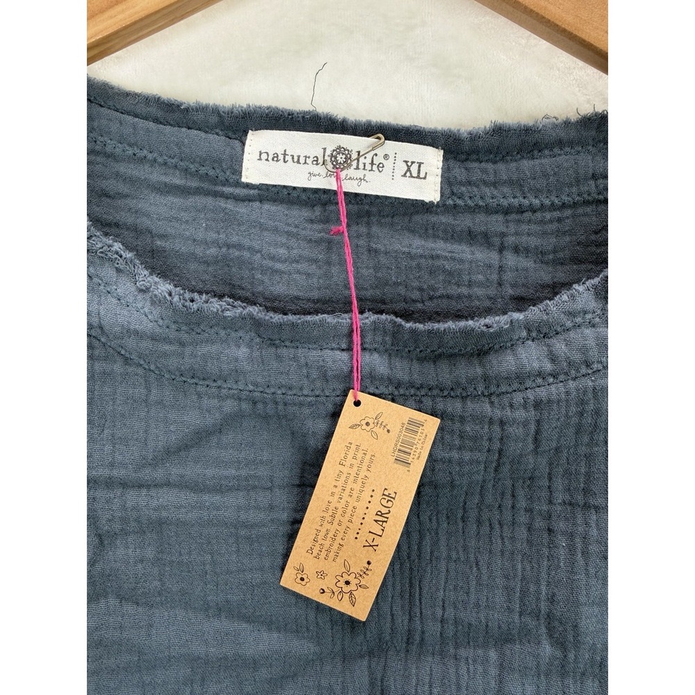 Natural Life Cara Cotton Gauze Shift Dress in Charcoal Size XL NWT - Picture 5 of 7